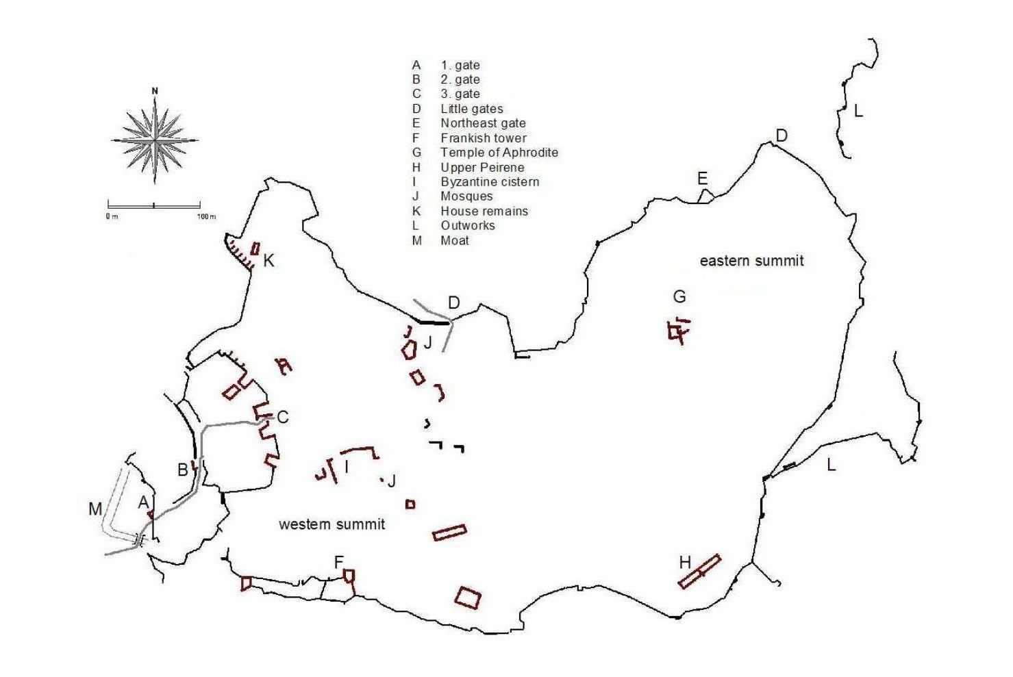 Acrocorinth - Plan of the Acropolis
